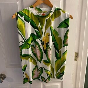 FARM Rio Green Leaf Print Muscle Tee